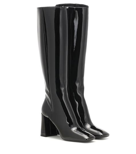 prada knee high patent boots|prada 55 leather ankle boots.